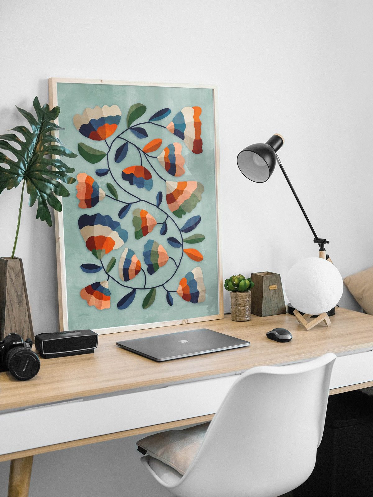 Mountain Flowers Art Print | Floral Letter S Illustration