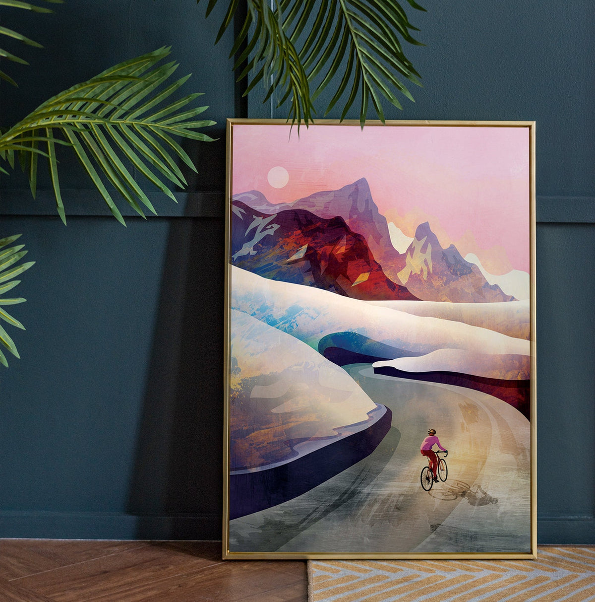 Mountain Cycling Art Print | Cyclist Climb Wall Art Gift
