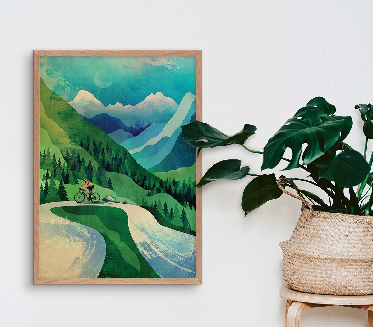 Cycling Art Print | Mountain Ascent Illustration