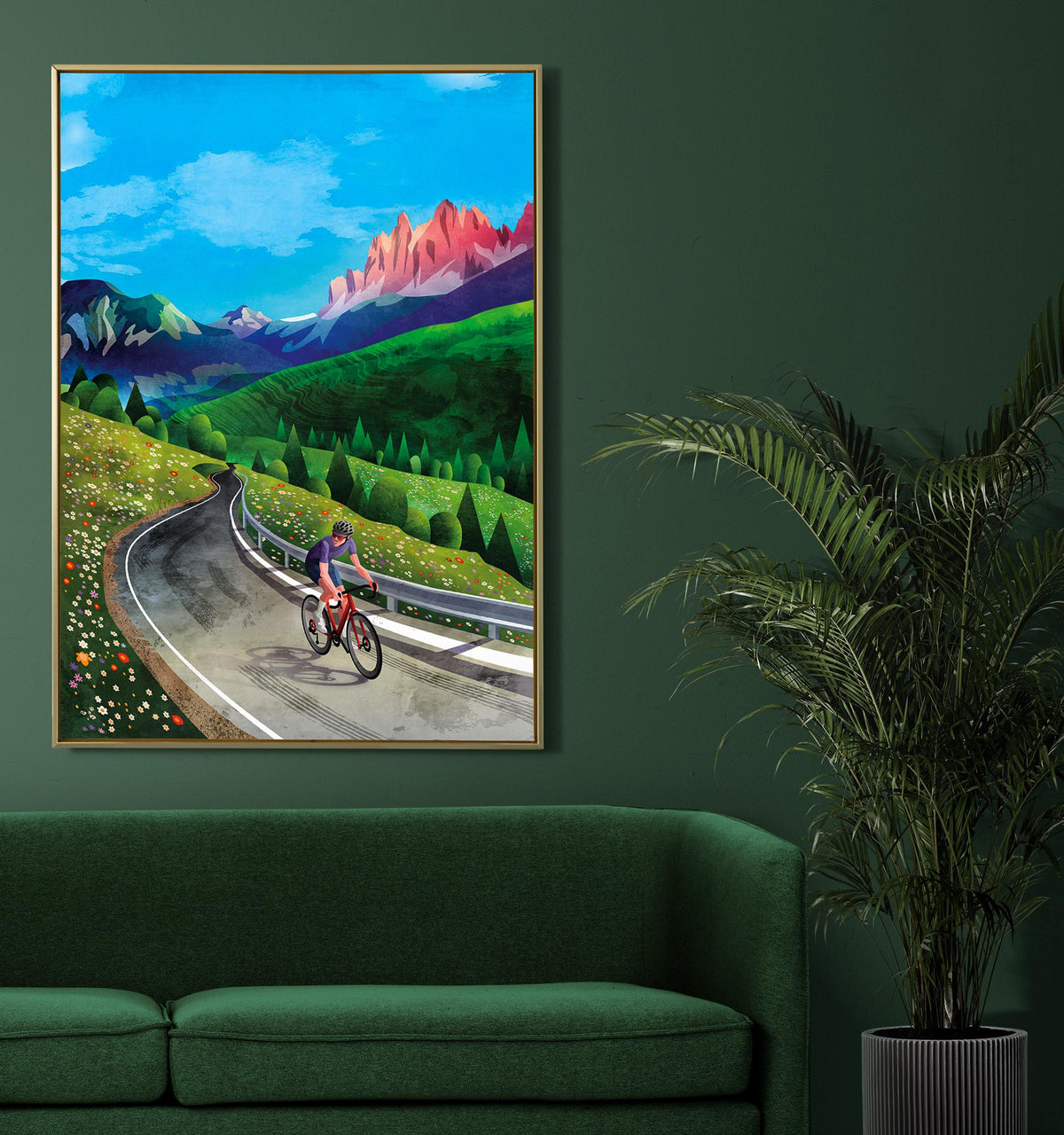 Cycling Art Print | High Mountain Pass Road Cyclist Wall Art
