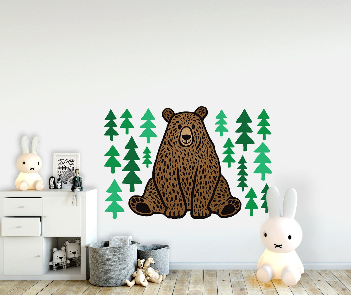 Bear & Forest Trees Wall Decals | Nursery Wall Decor