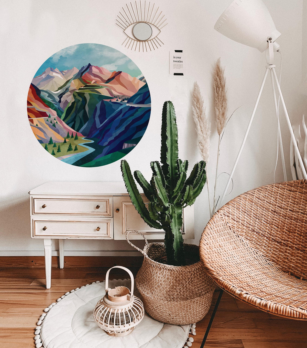 Mountain Pass Wall Decal | Self-Adhesive Removable Landscape Art.