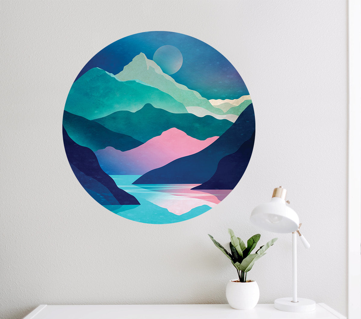 Blue River Wall Decal | Round Self-Adhesive Removable Wall Sticker
