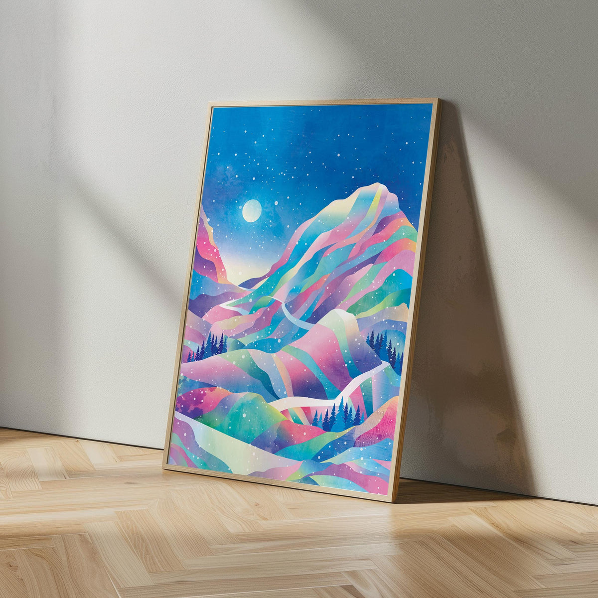 Winter Holidays Art Print | Snowy Mountain Landscape
