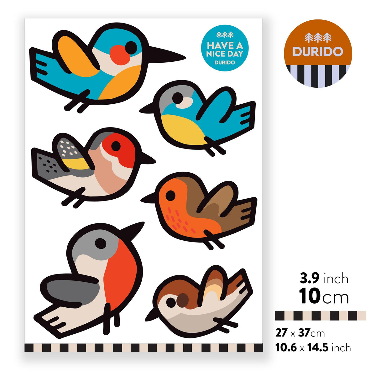 Bird Wall Decals | Set of 6 Removable Fabric Stickers