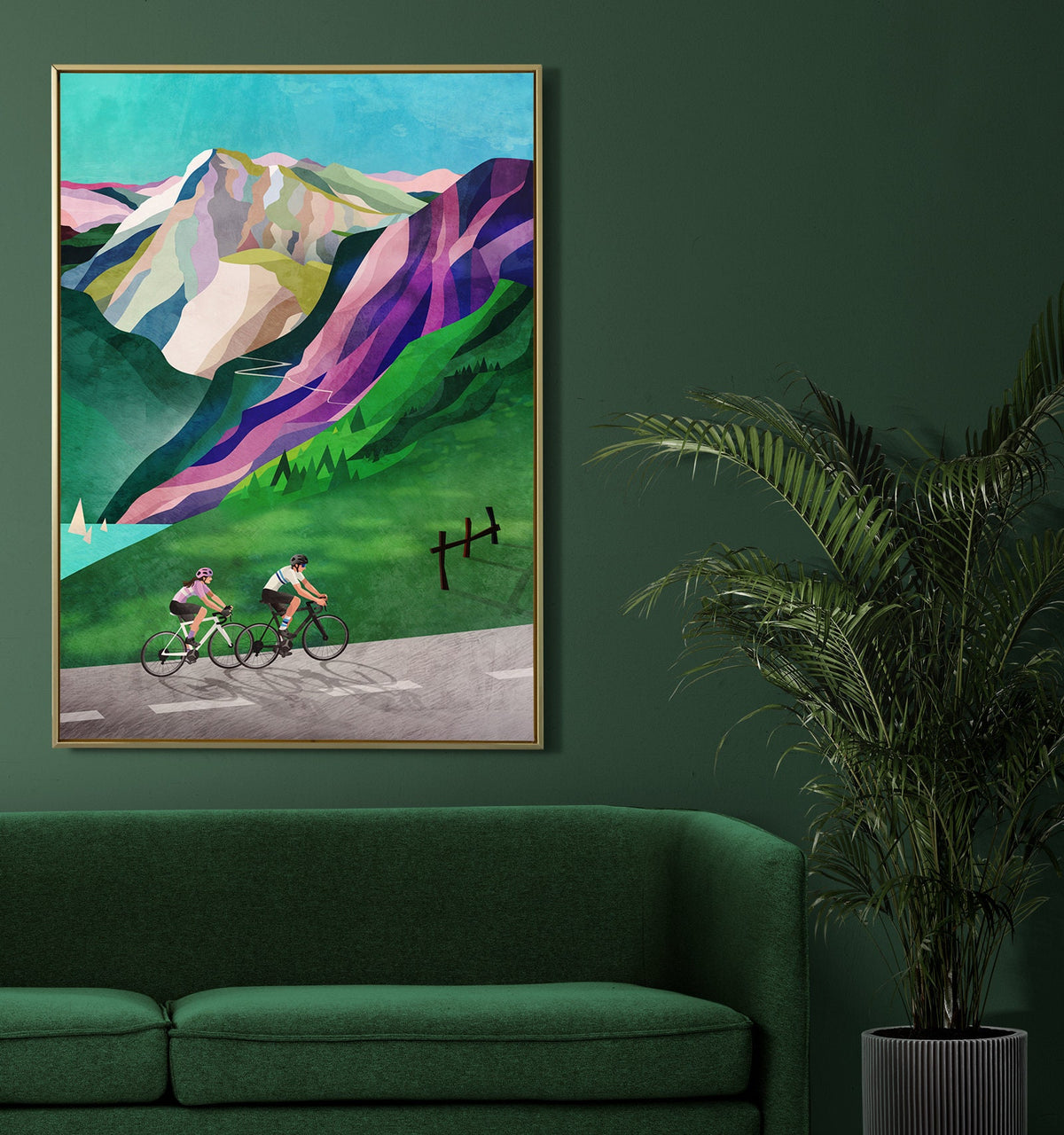 Cycling Couple Art Print | Alpine Ascent Bicycle Wall Art