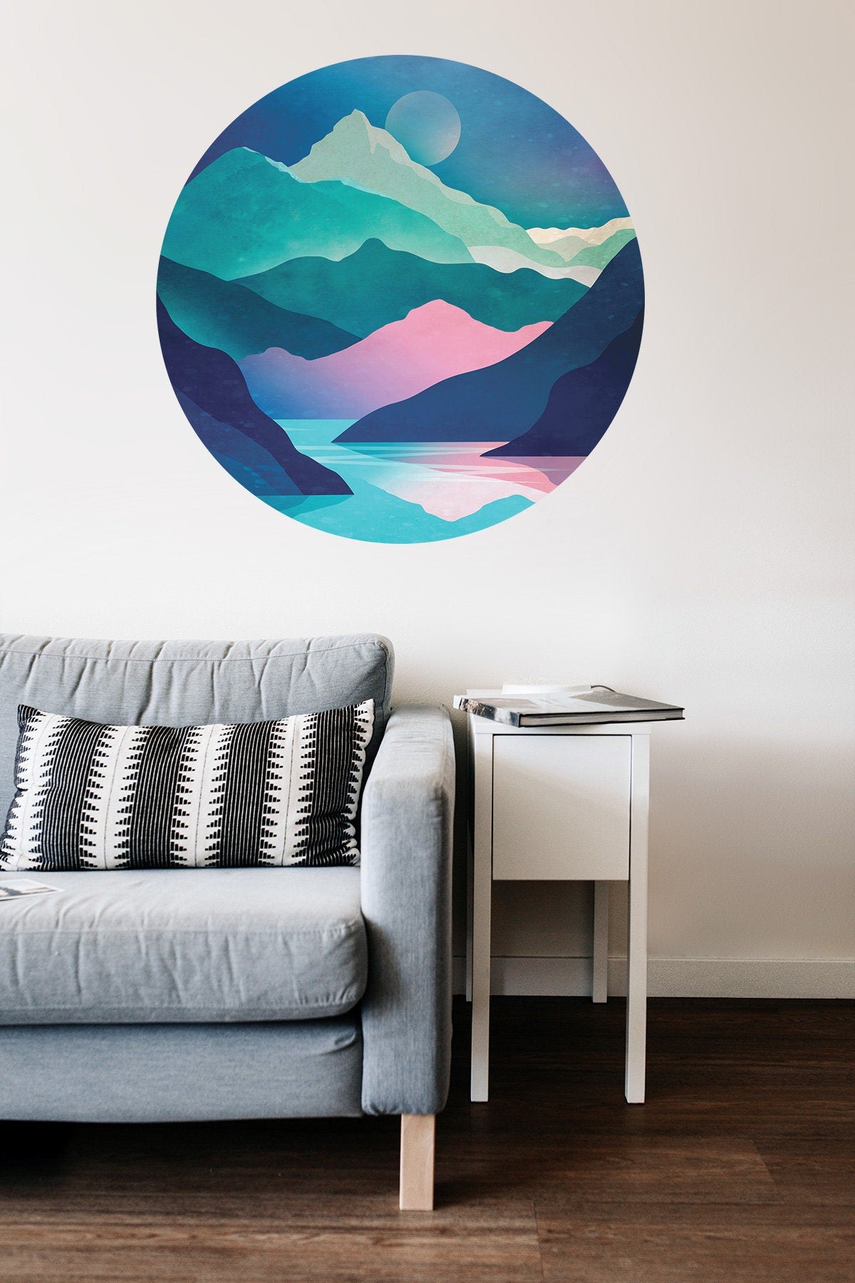 Blue River Wall Decal | Round Self-Adhesive Removable Wall Sticker