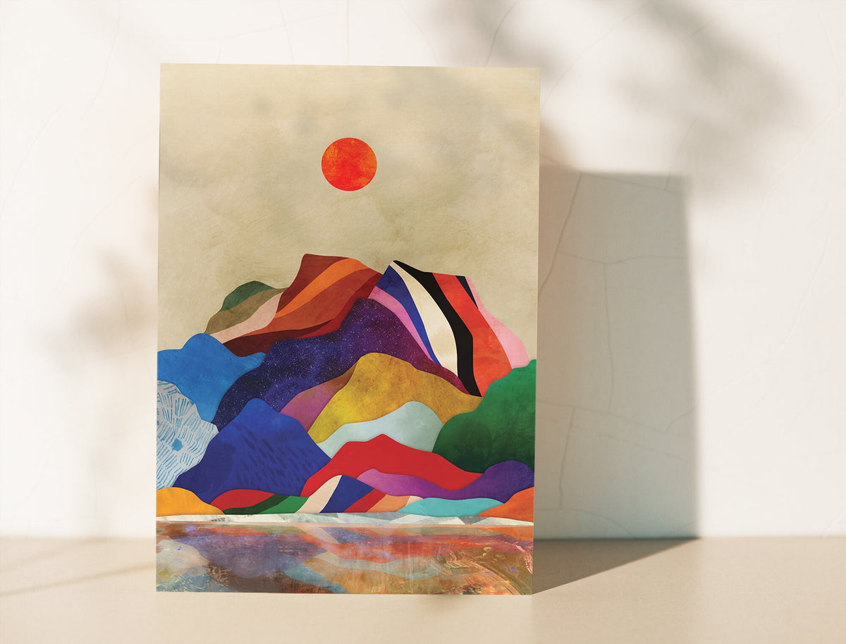 Mountain Lake Art Print | Colorful Landscape Wall Art