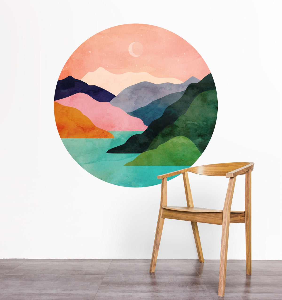 Mountains by the Ocean Wall Decal | Self-Adhesive and Removable Fabric Wall Art.