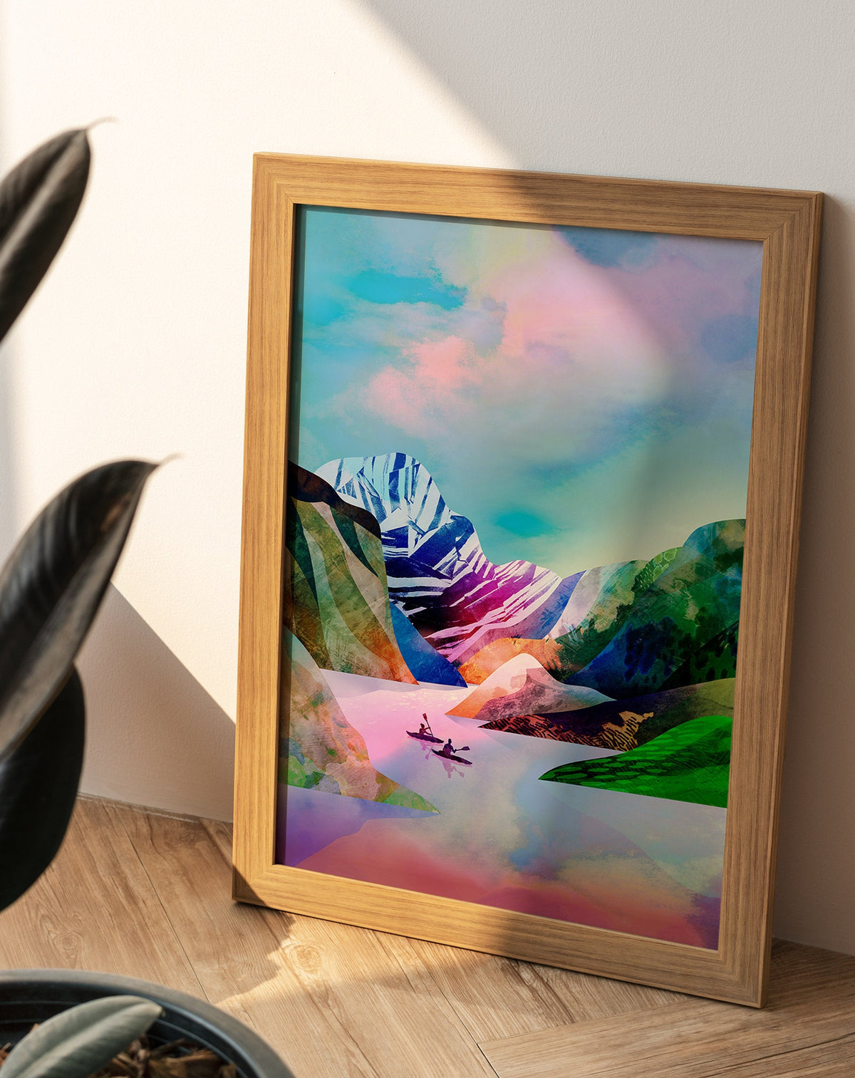 Kayaking Art Print | Kayak Lake and Mountains Wall Art