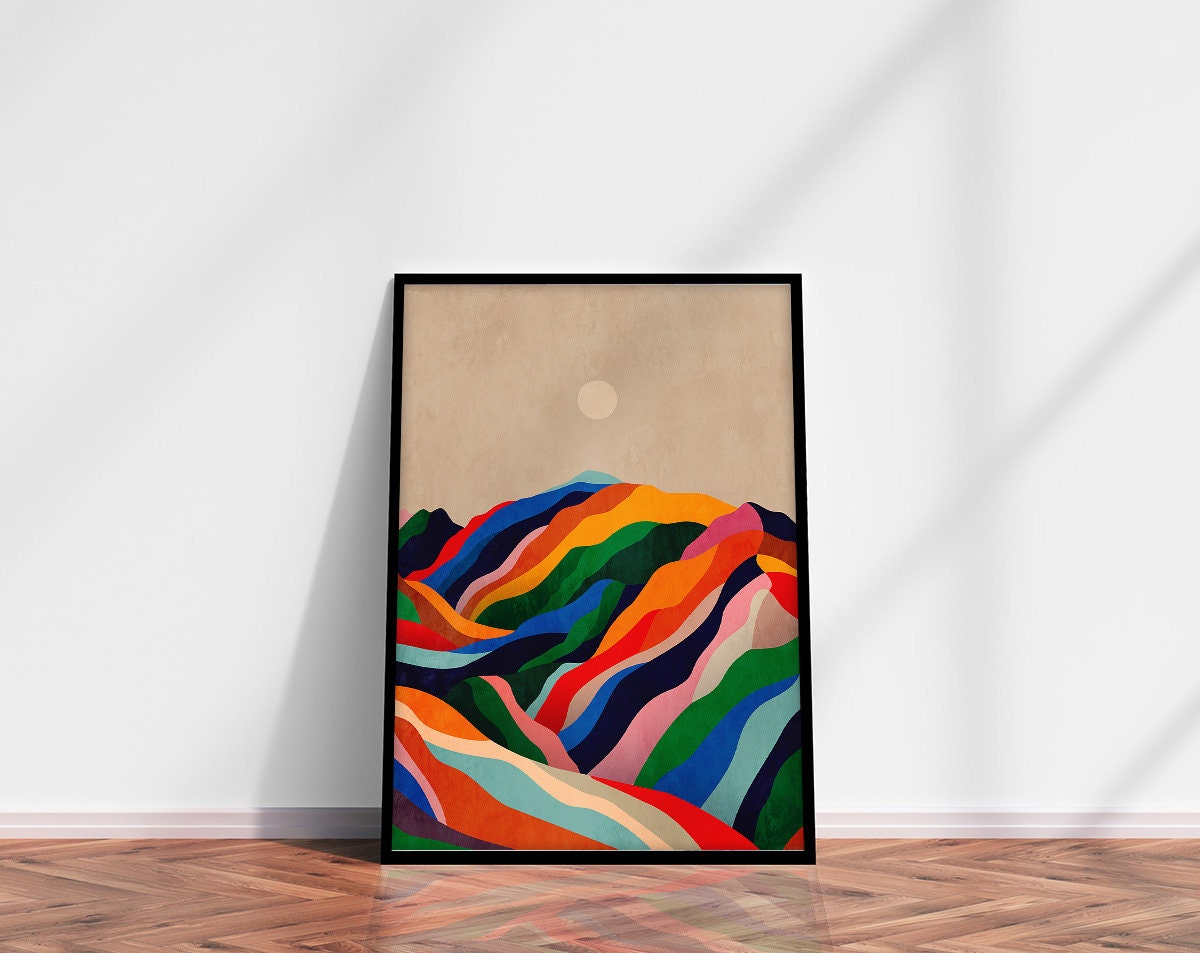 Colorful Mountain Landscape Art Print | Vivid Colours Wall Art
