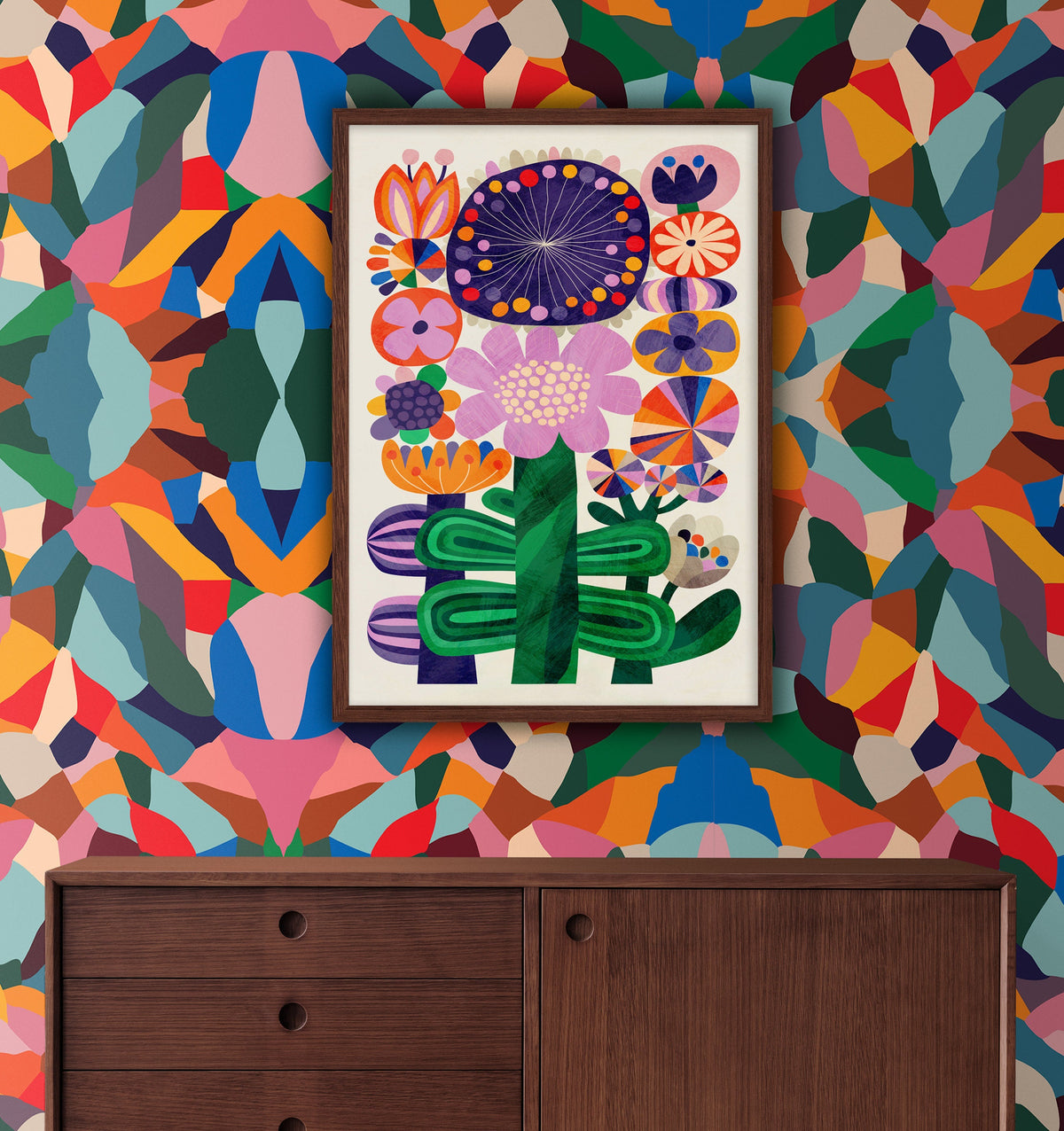 Summer Flowers Art Print | Folk Illustration Floral Wall Art