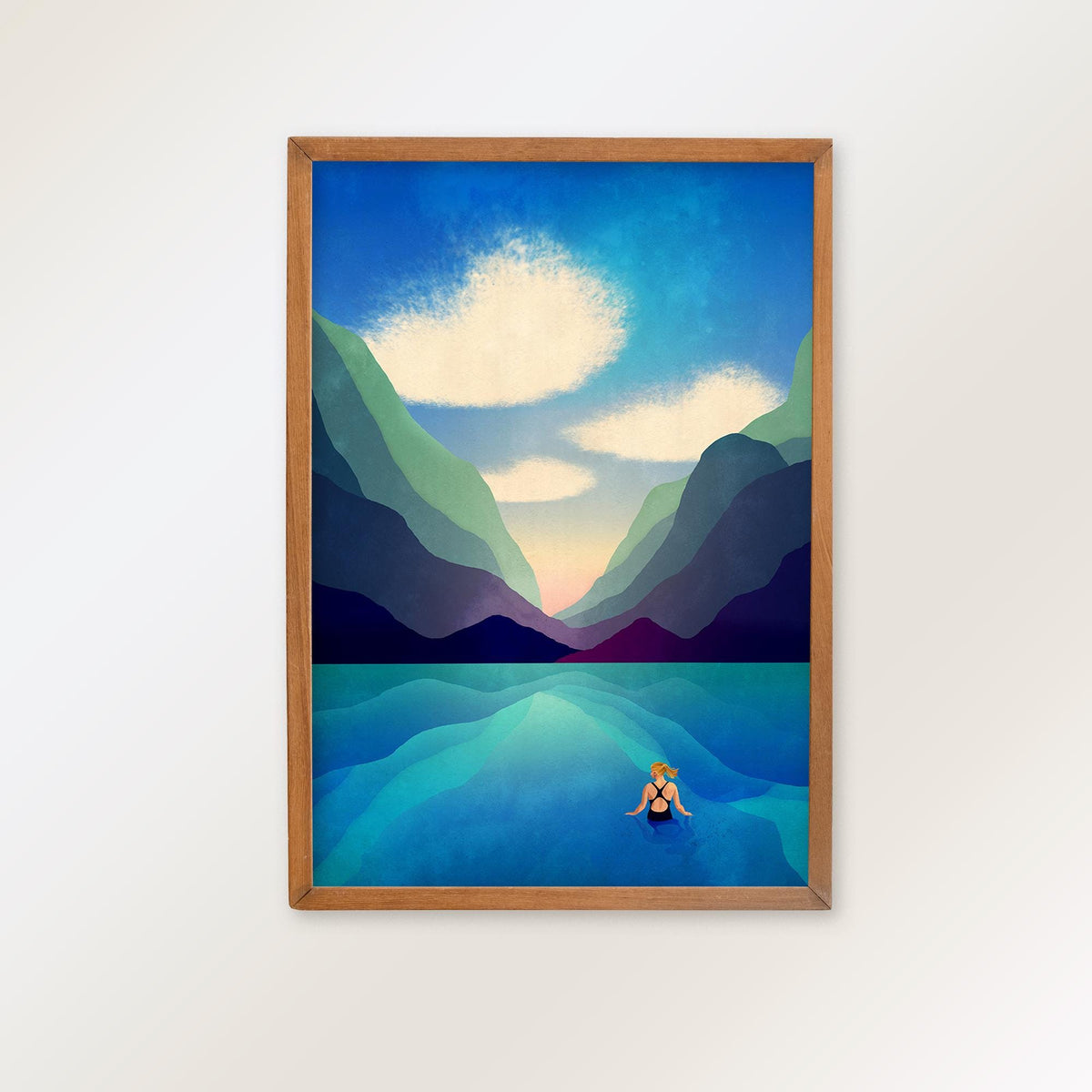 Wild Swimming Art Print | Lake and Forest Nature Wall Art