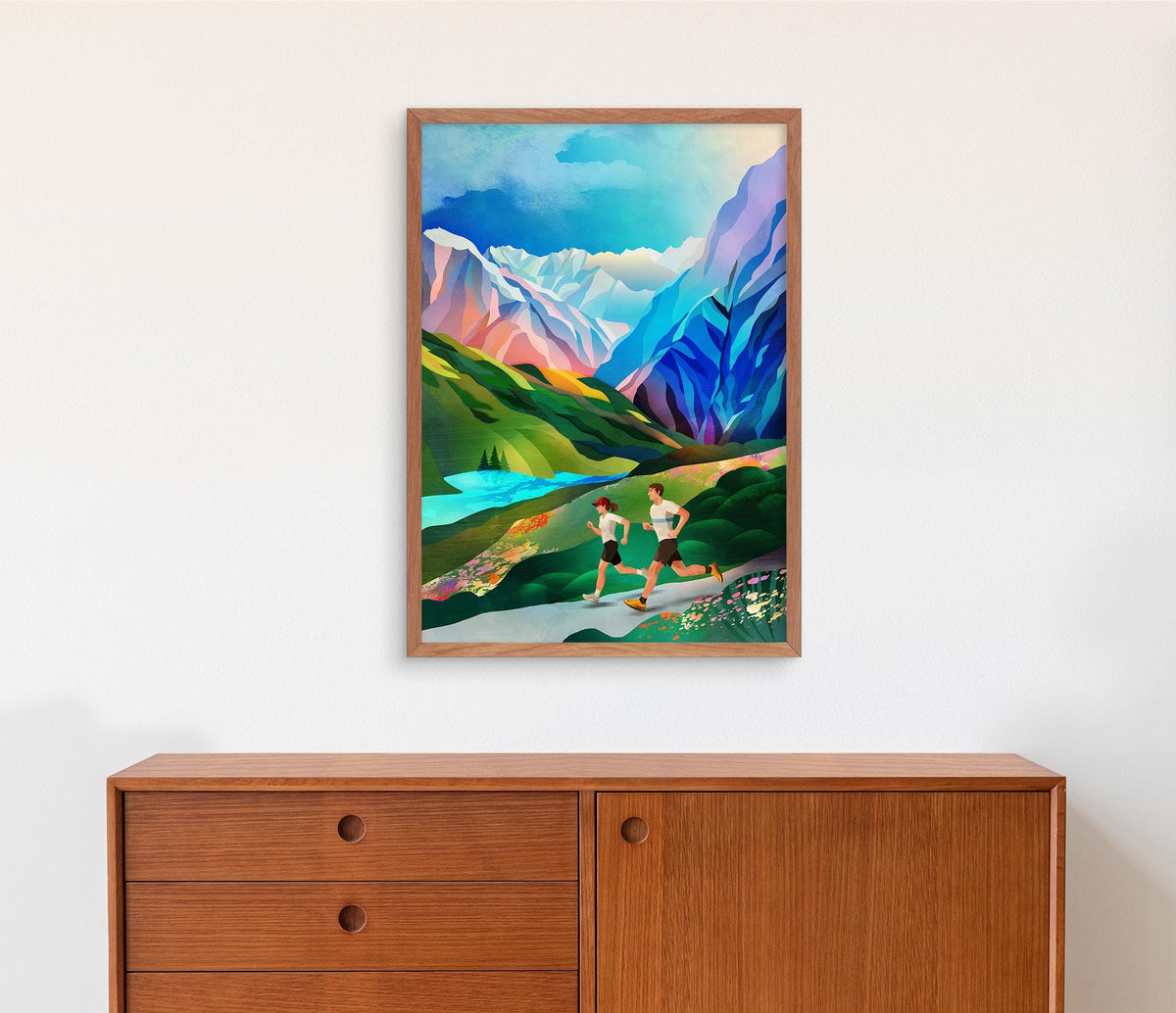Mountain Running Art Print | Runner Landscape Wall Art