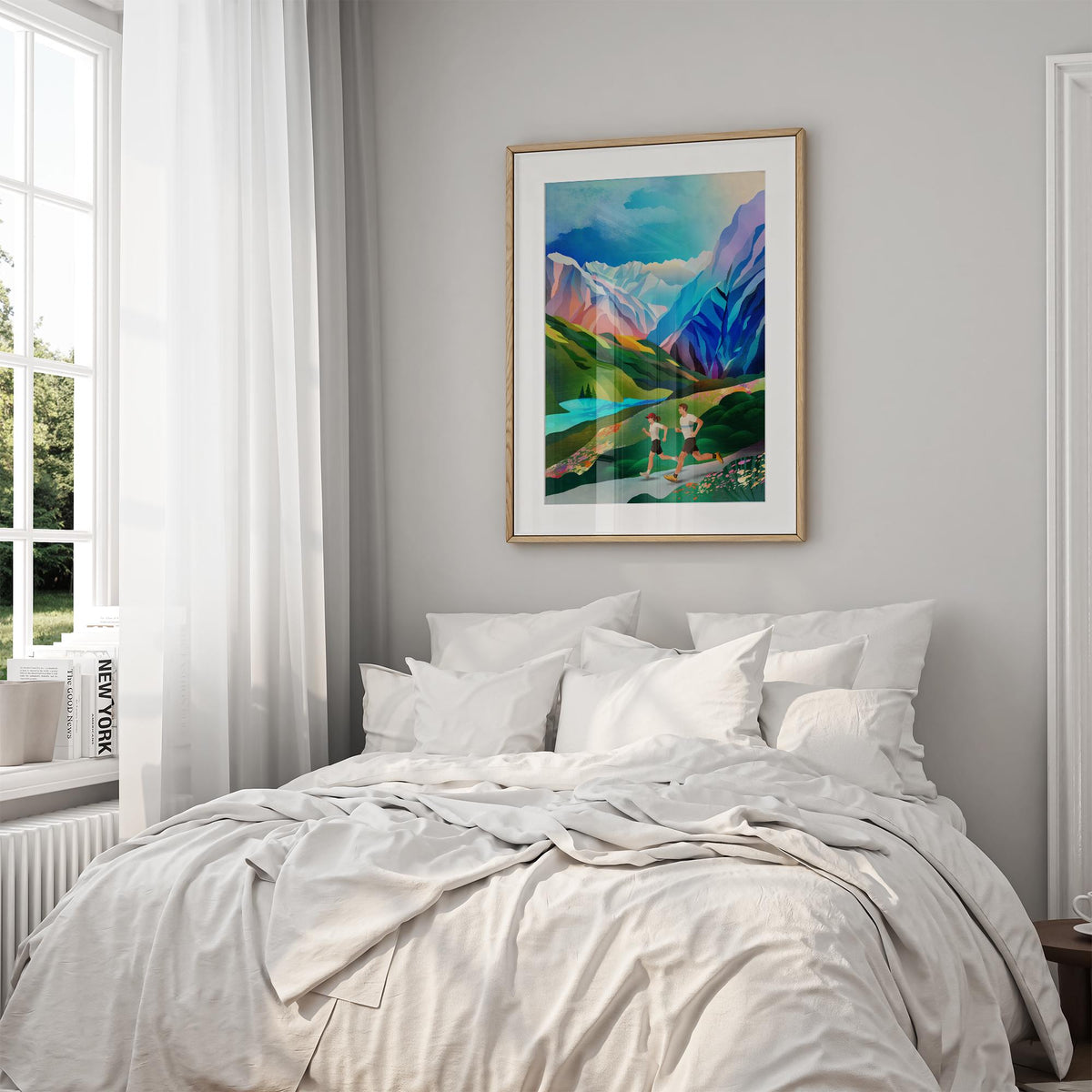 Mountain Running Art Print | Runner Landscape Wall Art