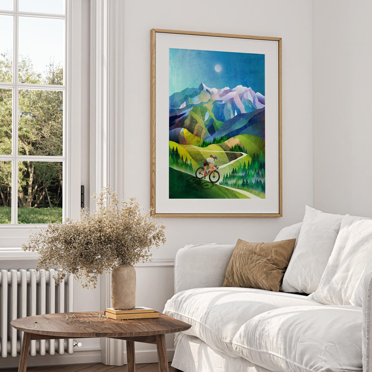 Personalized Woman Cyclist Art Print | Mountain Descent