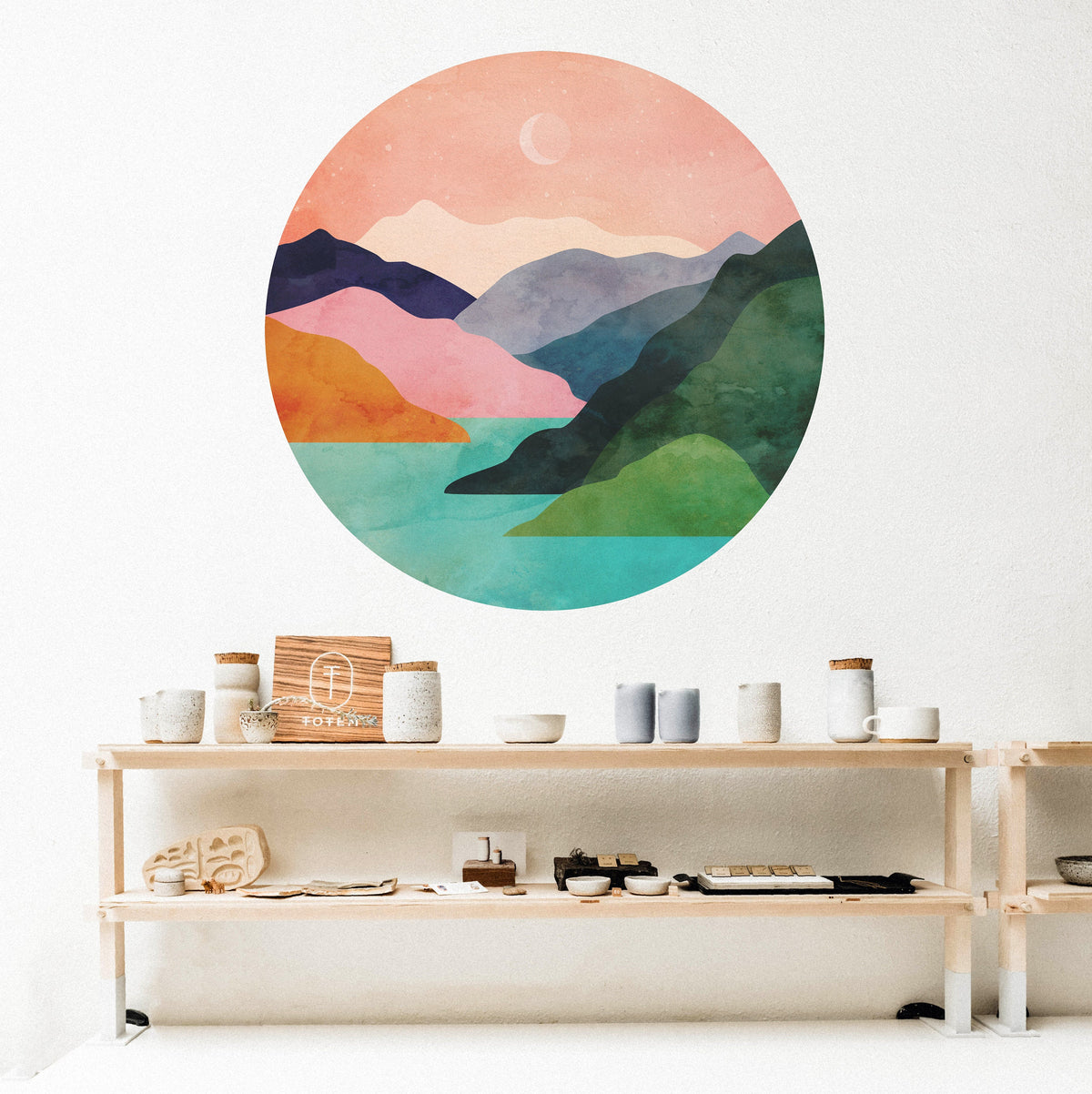 Mountains by the Ocean Wall Decal | Self-Adhesive and Removable Fabric Wall Art.