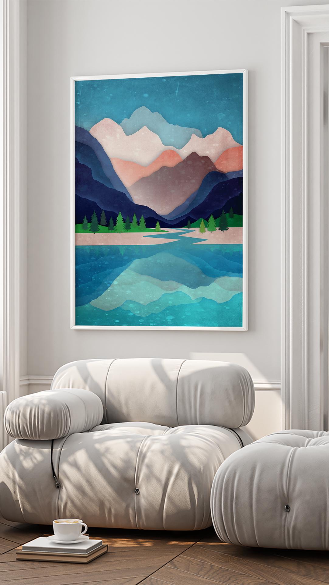 Alps Mountain Art Print | Crystal Lake Reflection Wall Art