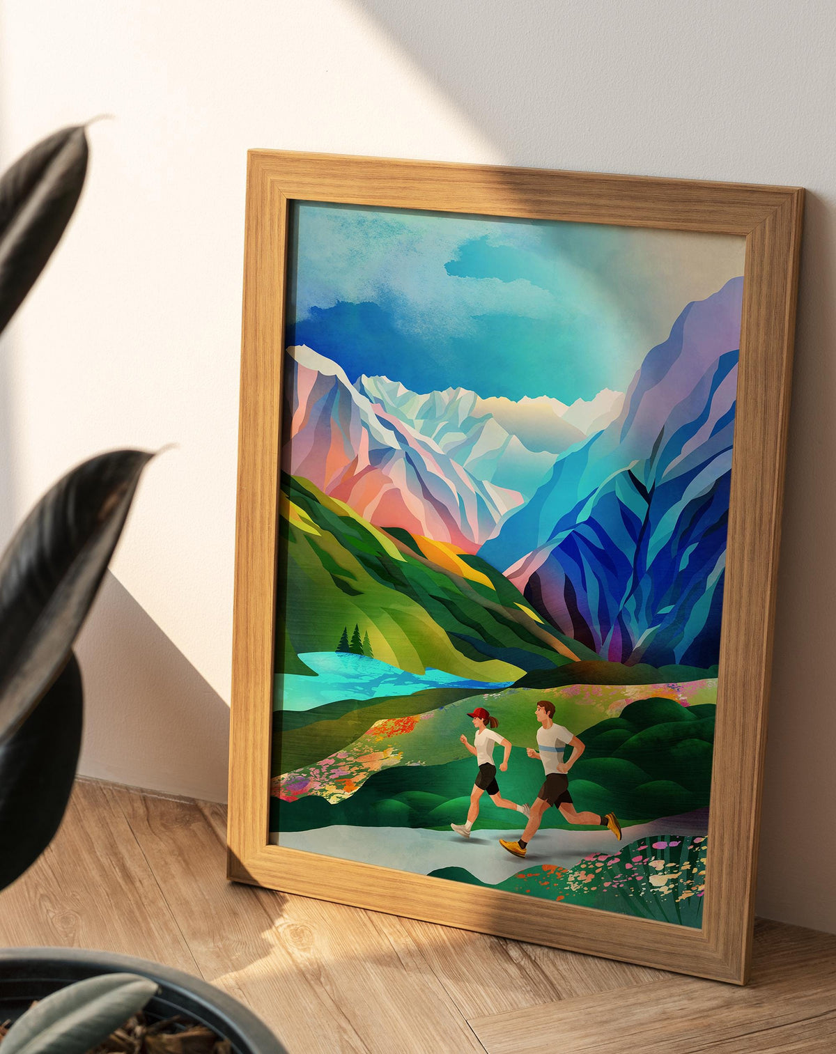 Mountain Running Art Print | Runner Landscape Wall Art