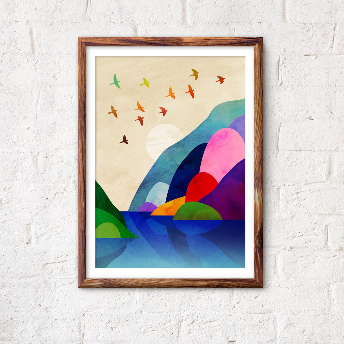 Migrating Birds Art Print | Illustrated Landscape Wall Art