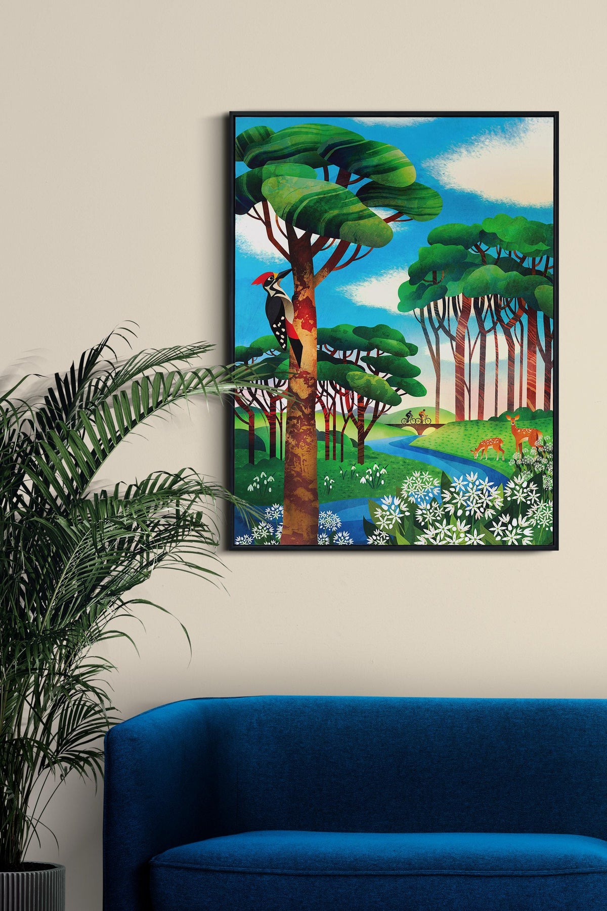 Cycling Couple Art Print | Gree Forest Illustration