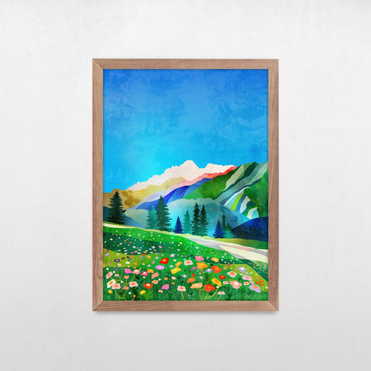 Alpine Flowers Art Print | Colorful Botanical Wall Art