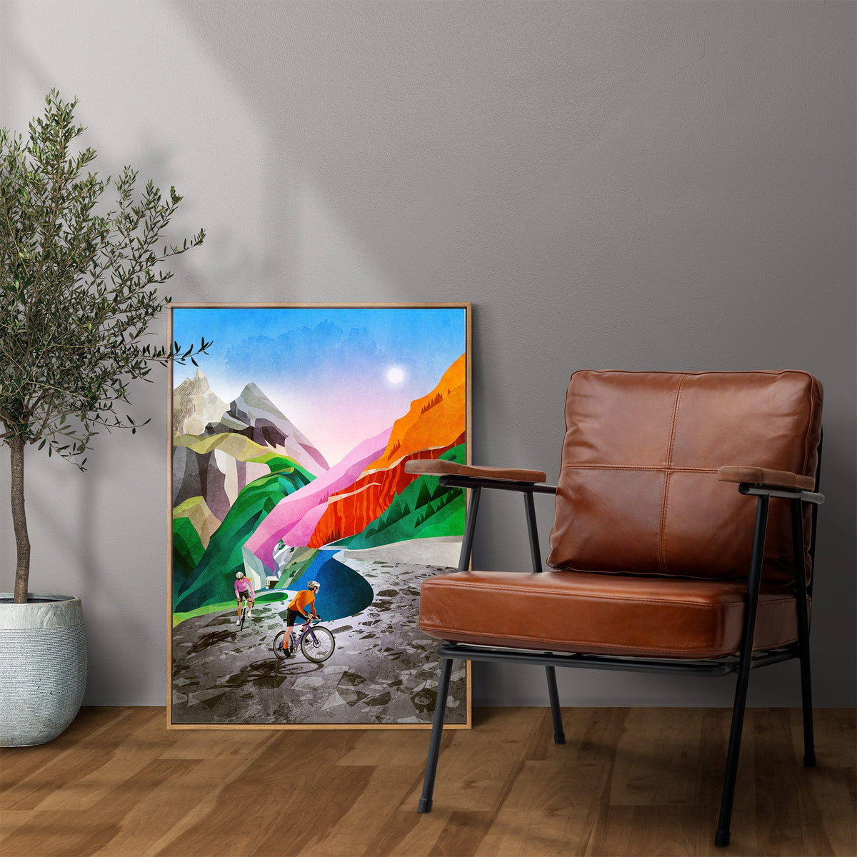 Alpine Switchback Cycling Art Print | Mountain Landscape