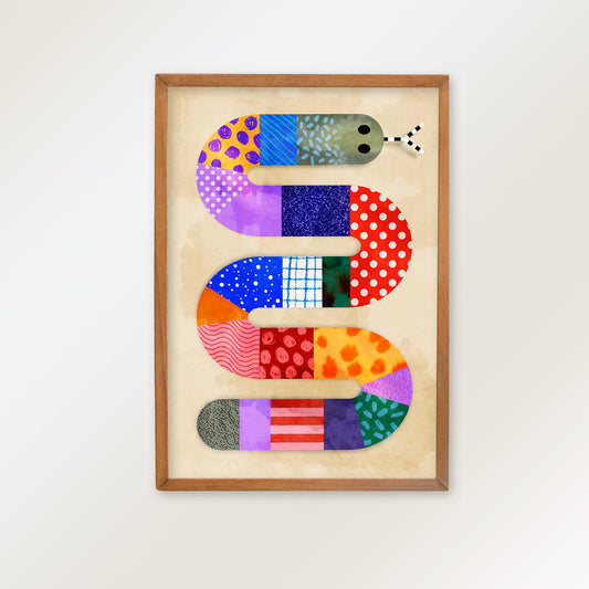Snake Art Print | Colorful Kids Room Illustration Wall Art