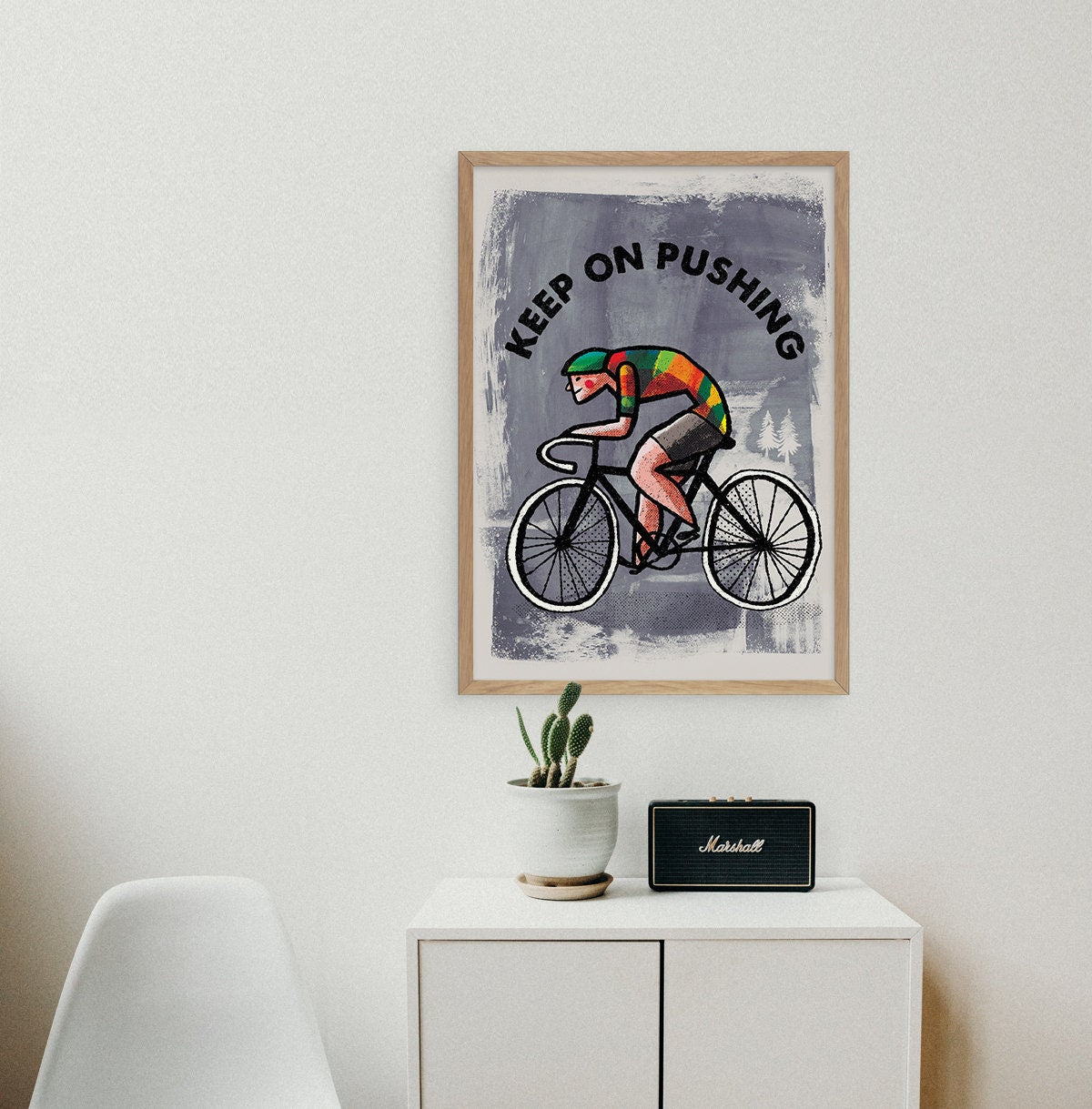 Bicycle Art Print | Keep On Pushing Cyclist Wall Art