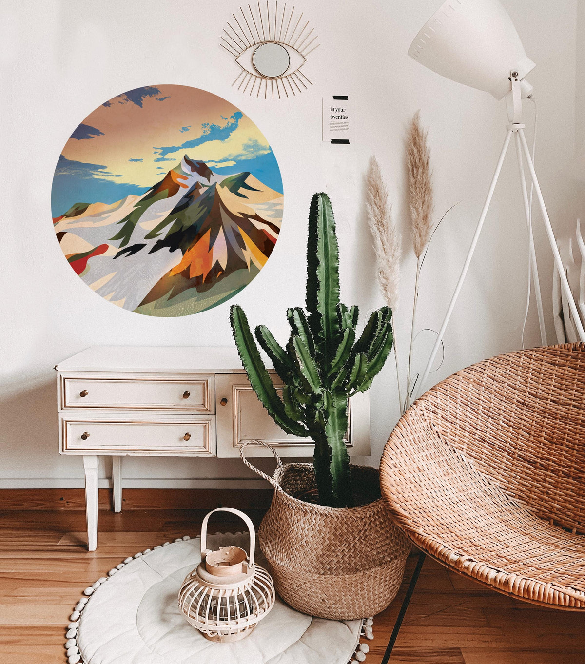 Mighty Mountain Wall Decal | Round Removable Self-Adhesive Wall Sticker