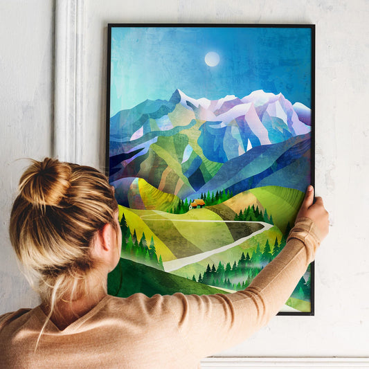 Mountain Hut Art Print | Alpine Hiking Wall Art