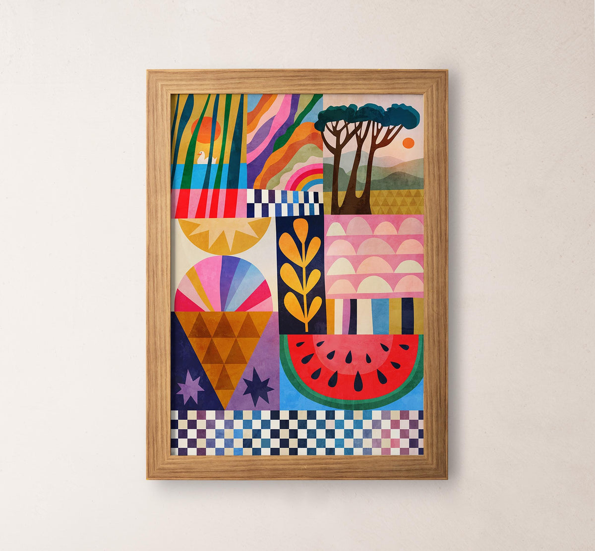 Summer Collage Art Print | Colorful Wall Art Decor