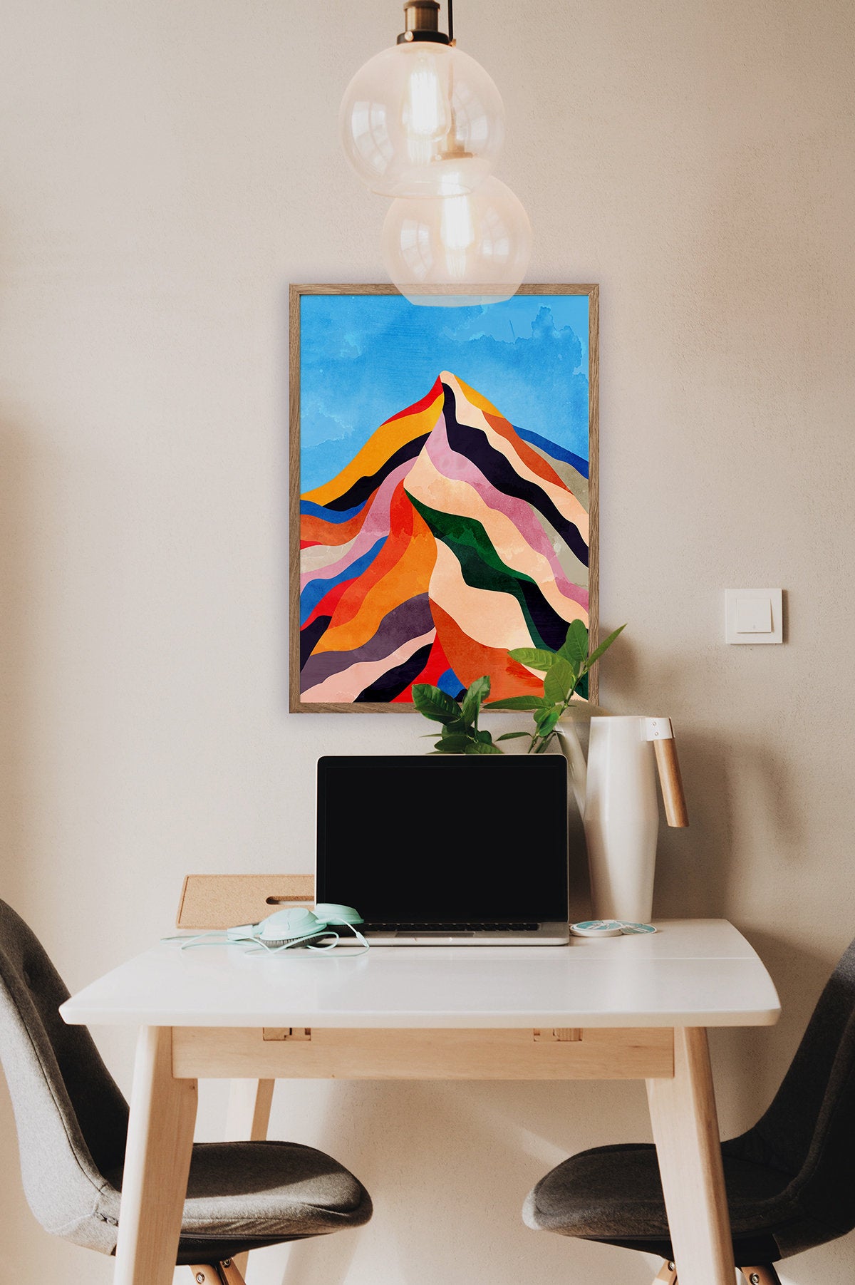 Colorful Mountain Landscape Art Print | Modern Nature Wall Art