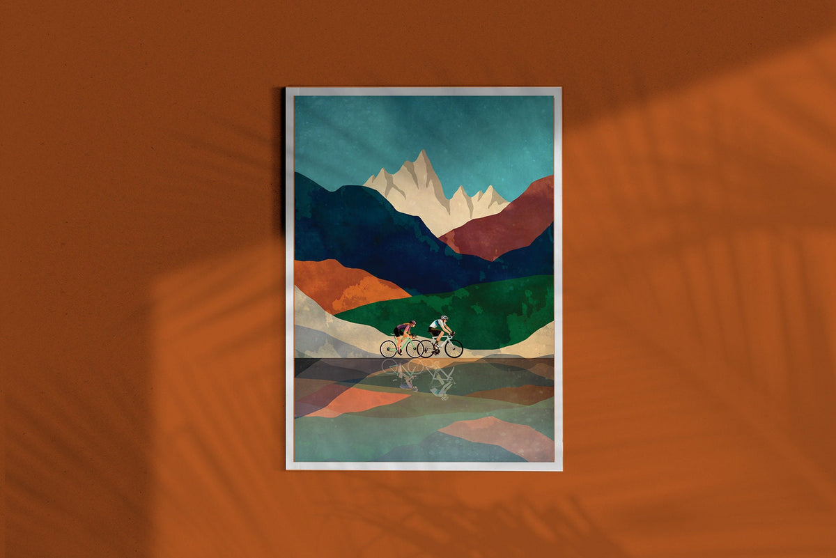Cycling Home | Mountain Cycling Art Print.