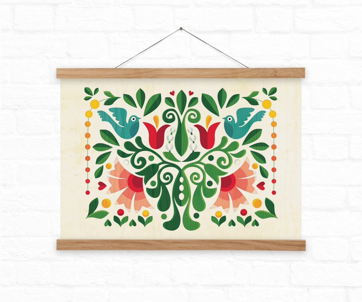 Love Birds Art Print | Folk Bird Illustration Kitchen Wall Art