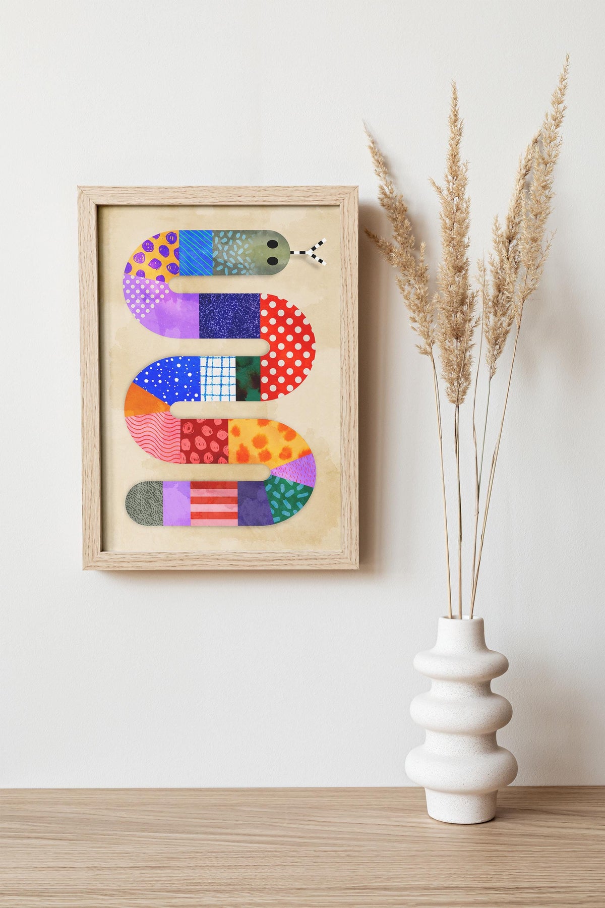 Snake Art Print | Colorful Kids Room Illustration Wall Art