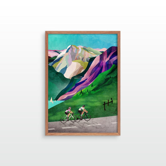 Cycling Couple Art Print | Alpine Ascent Bicycle Wall Art