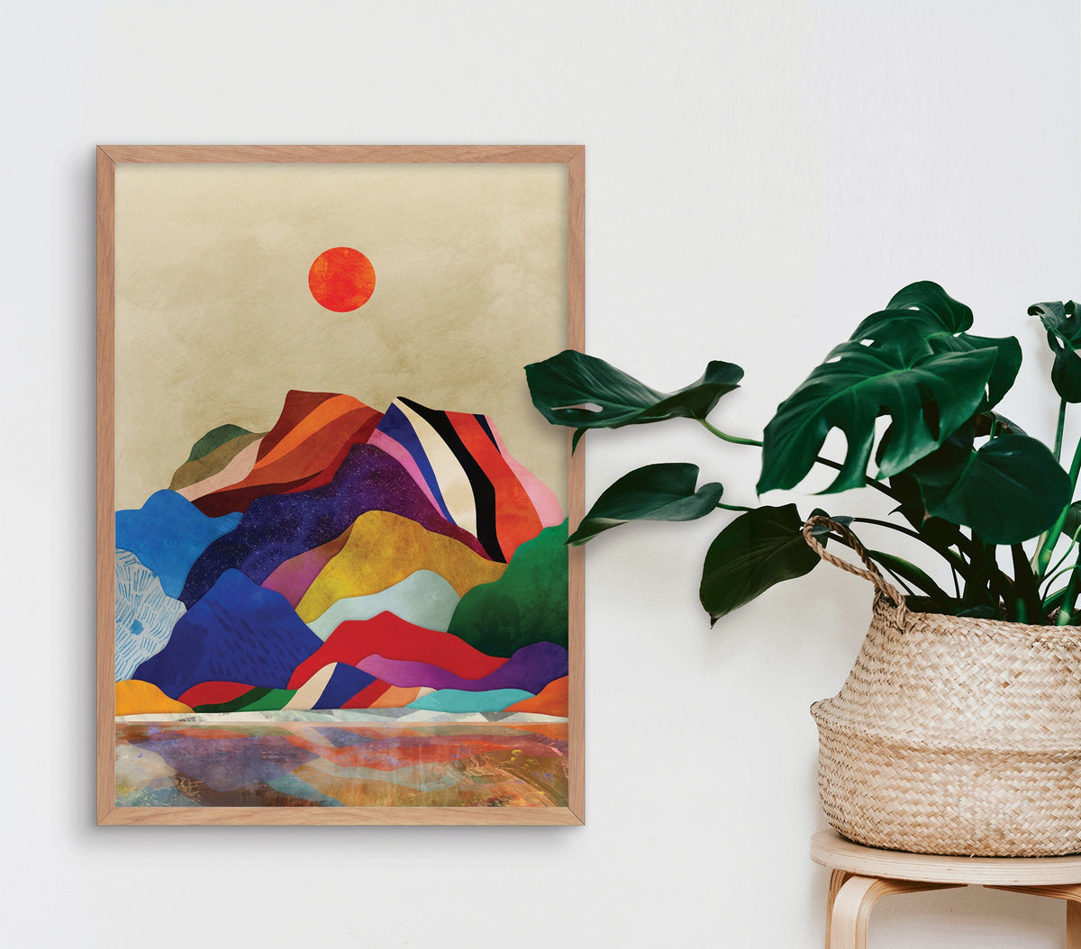Mountain Lake Art Print | Colorful Landscape Wall Art