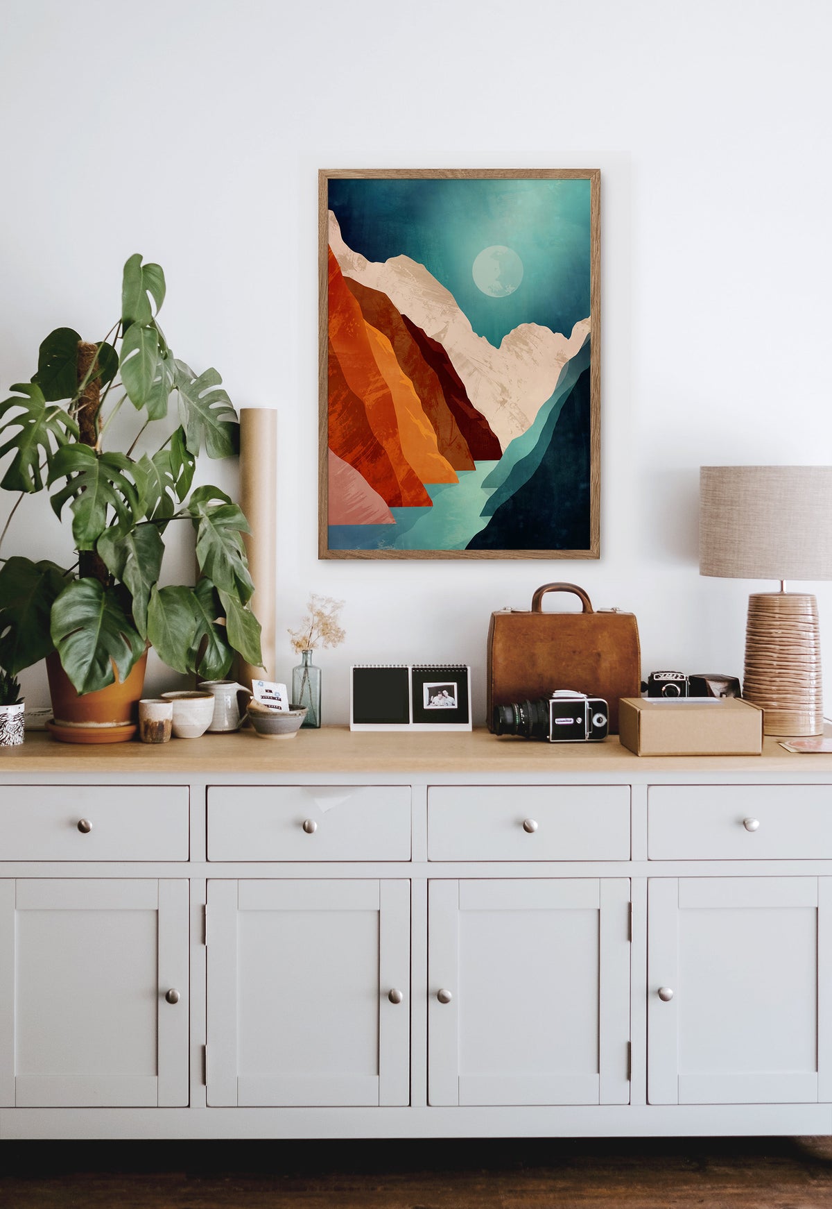 Autumn Canyon Art Print | Moonlit Mountain Landscape Wall Art