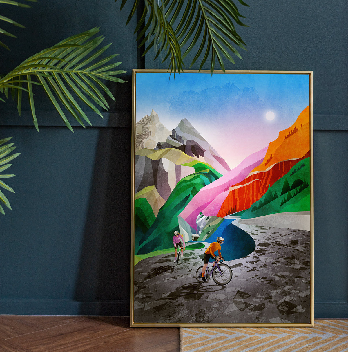 Alpine Switchback Cycling Art Print | Mountain Landscape