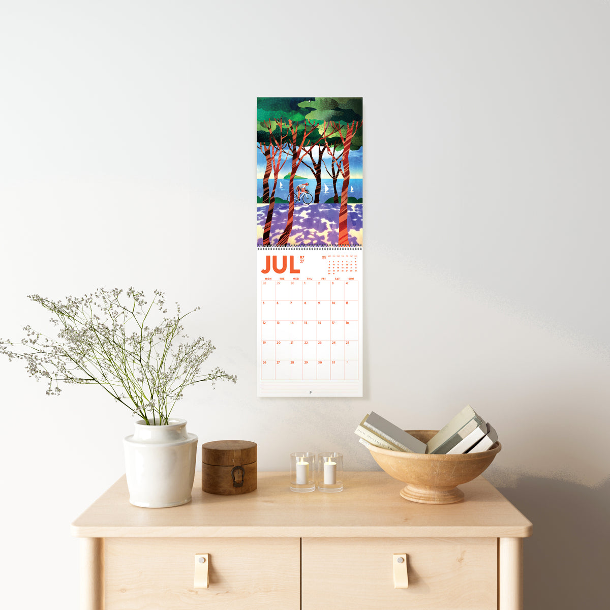 2027 DURIDO illustrated Cycling Wall Calendar, 12 Month Organizer for Cyclists
