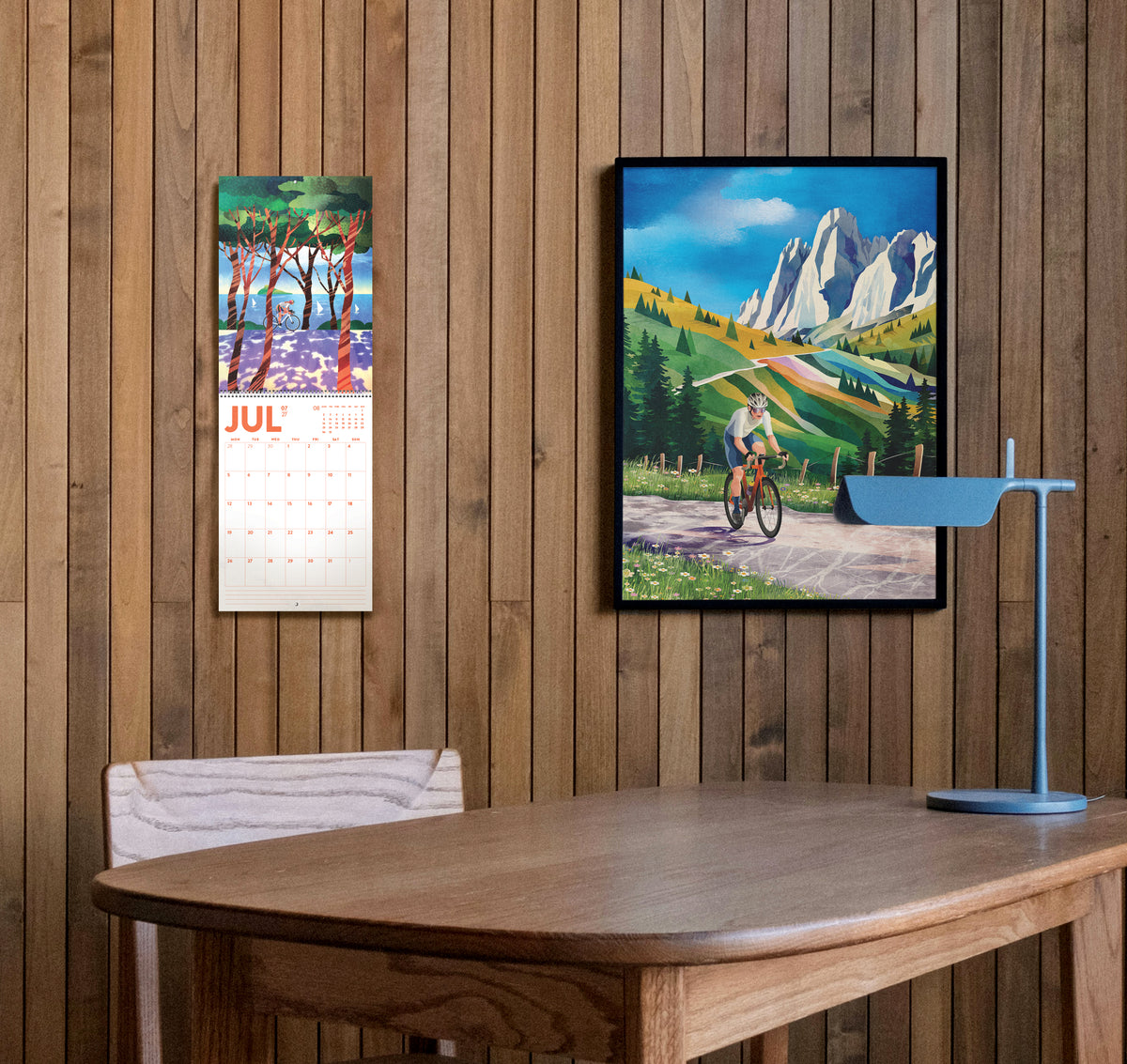 2027 DURIDO illustrated Cycling Wall Calendar, 12 Month Organizer for Cyclists
