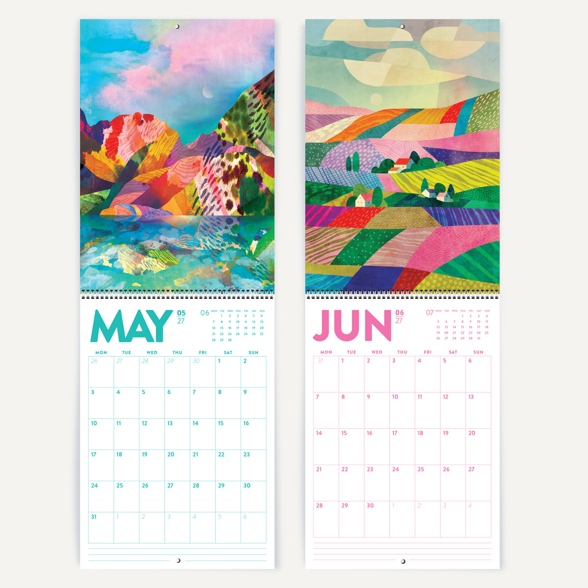 2027 DURIDO Illustrated Wall Calendar. Colorful Landscapes. For nature lovers, hikers, and outdoor souls.