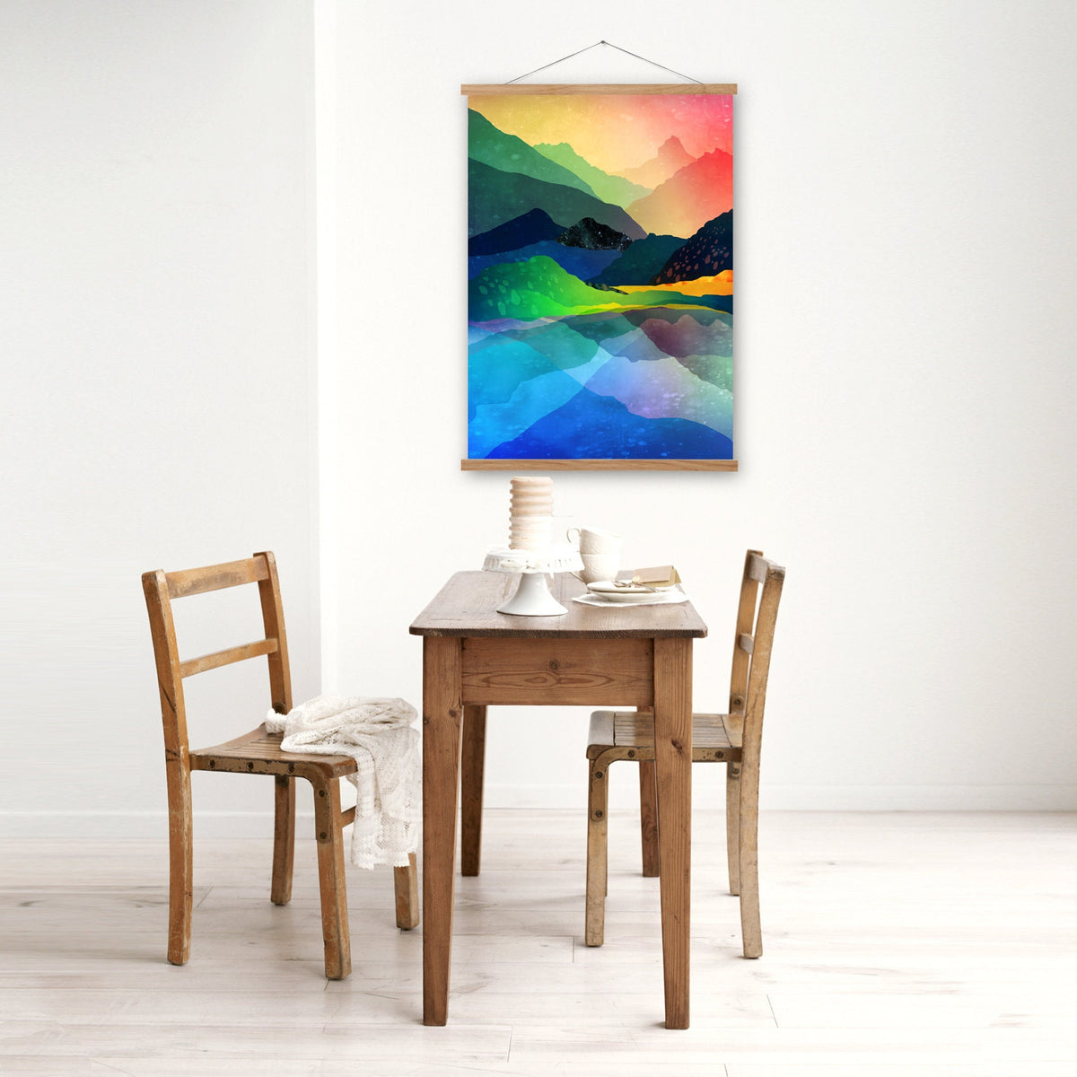 Moonlit Mountain Lake Art Print | Night Landscape.