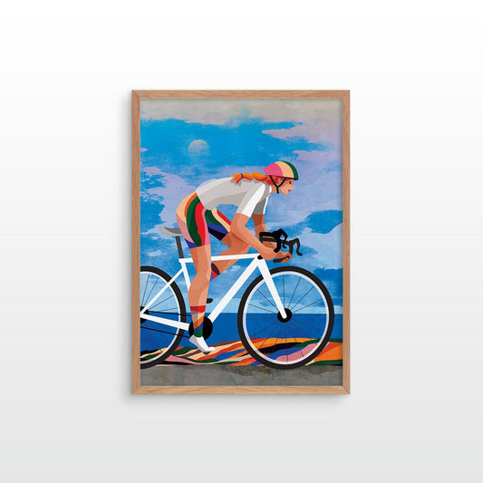 Woman Cyclist Art Print | Cycling Wall Art for Home or Office