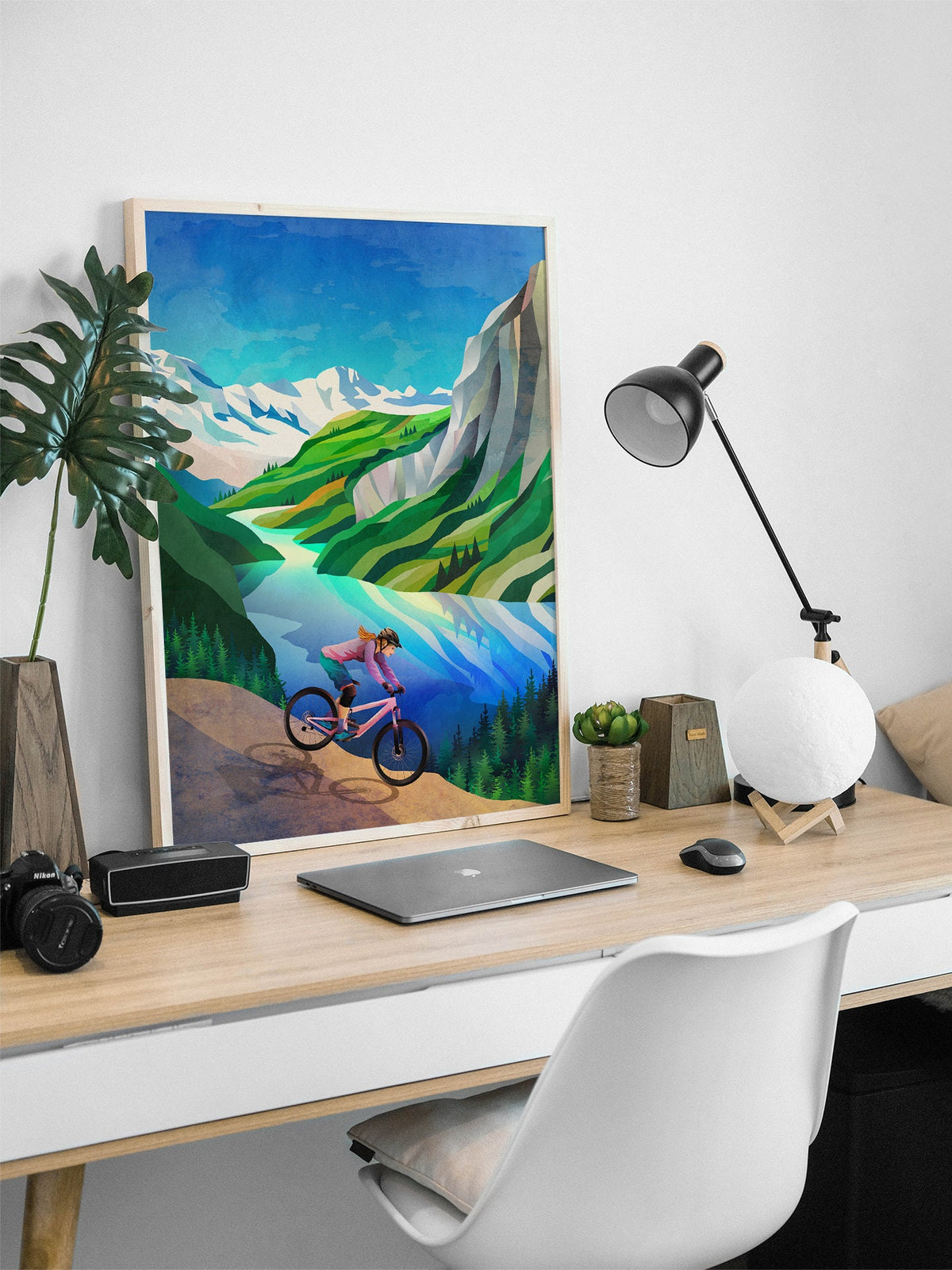 Mountain Bike Art Print | Woman Riding MTB Wall Art