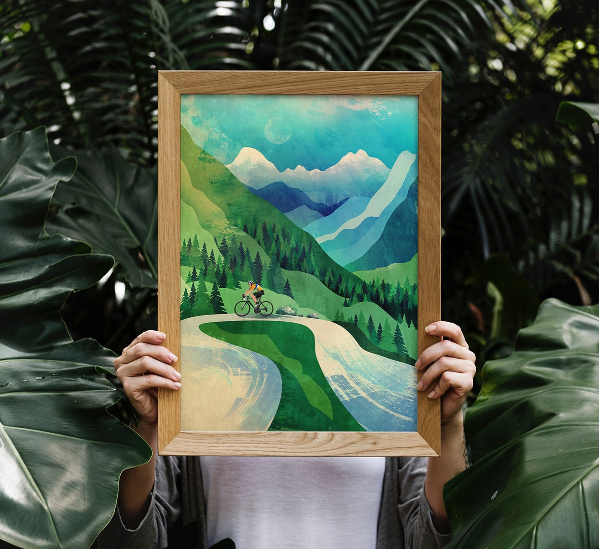 Cycling Art Print | Mountain Ascent Illustration