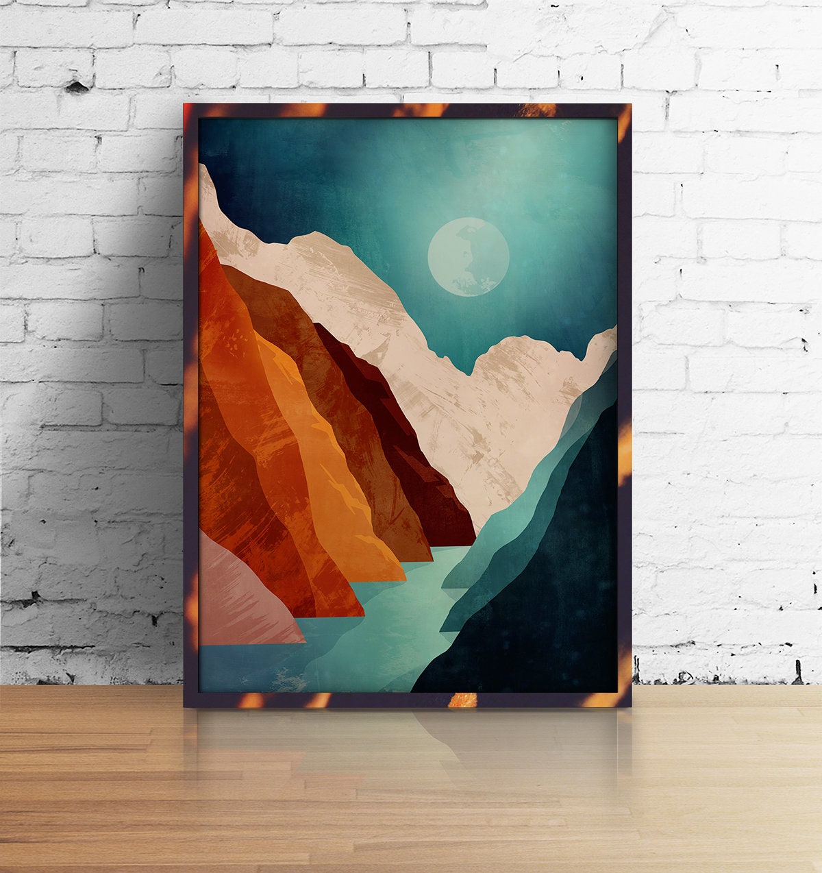 Autumn Canyon Art Print | Moonlit Mountain Landscape Wall Art