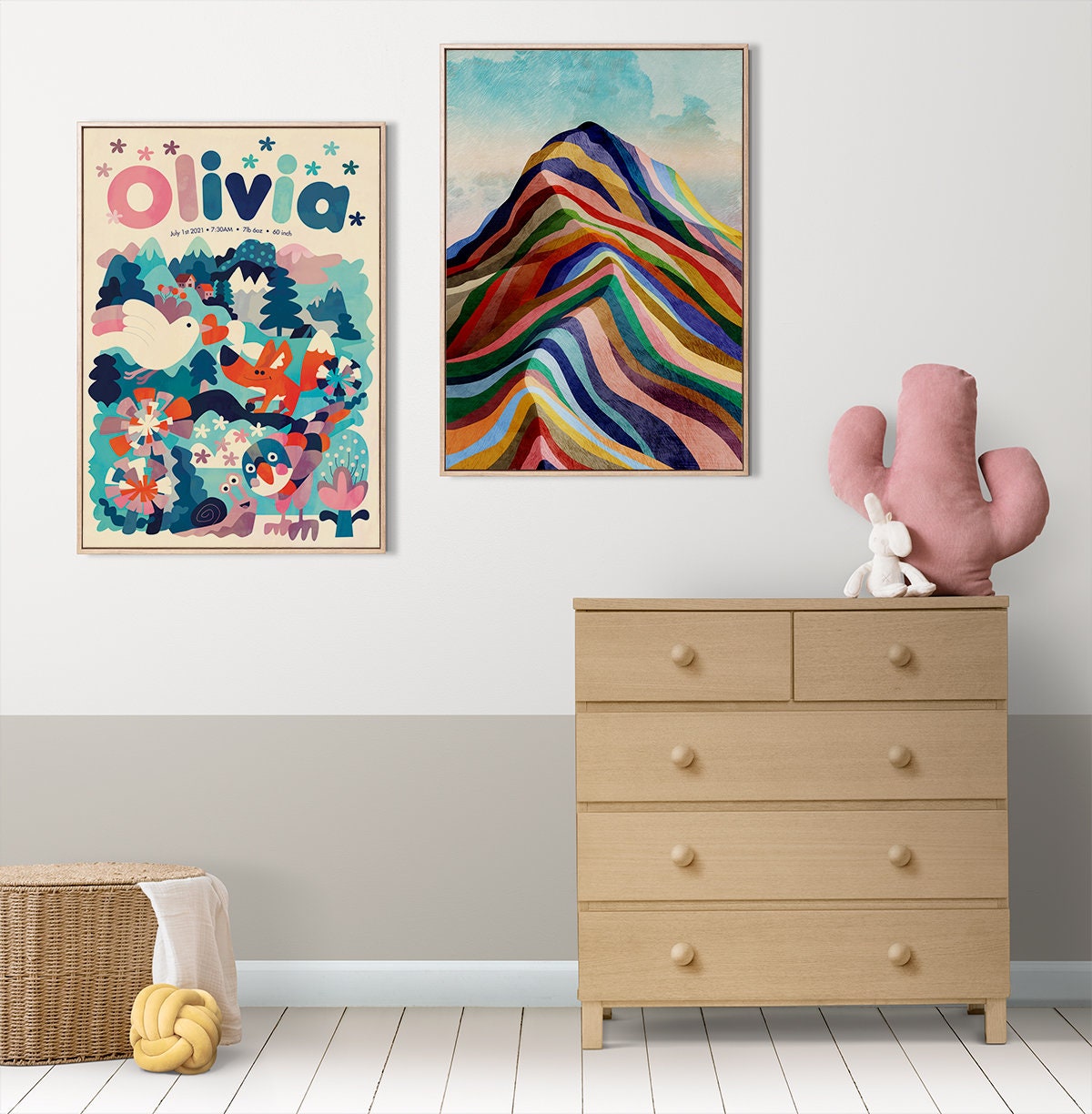 Rainbow Ridge Art Print | Mountain Landscape Illustration