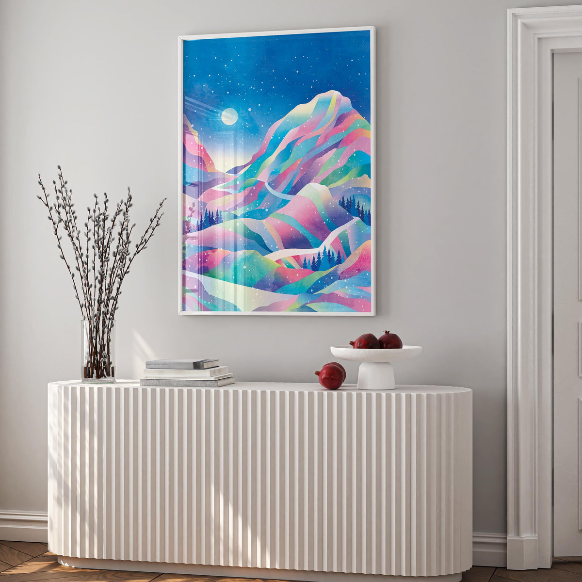 Winter Holidays Art Print | Snowy Mountain Landscape